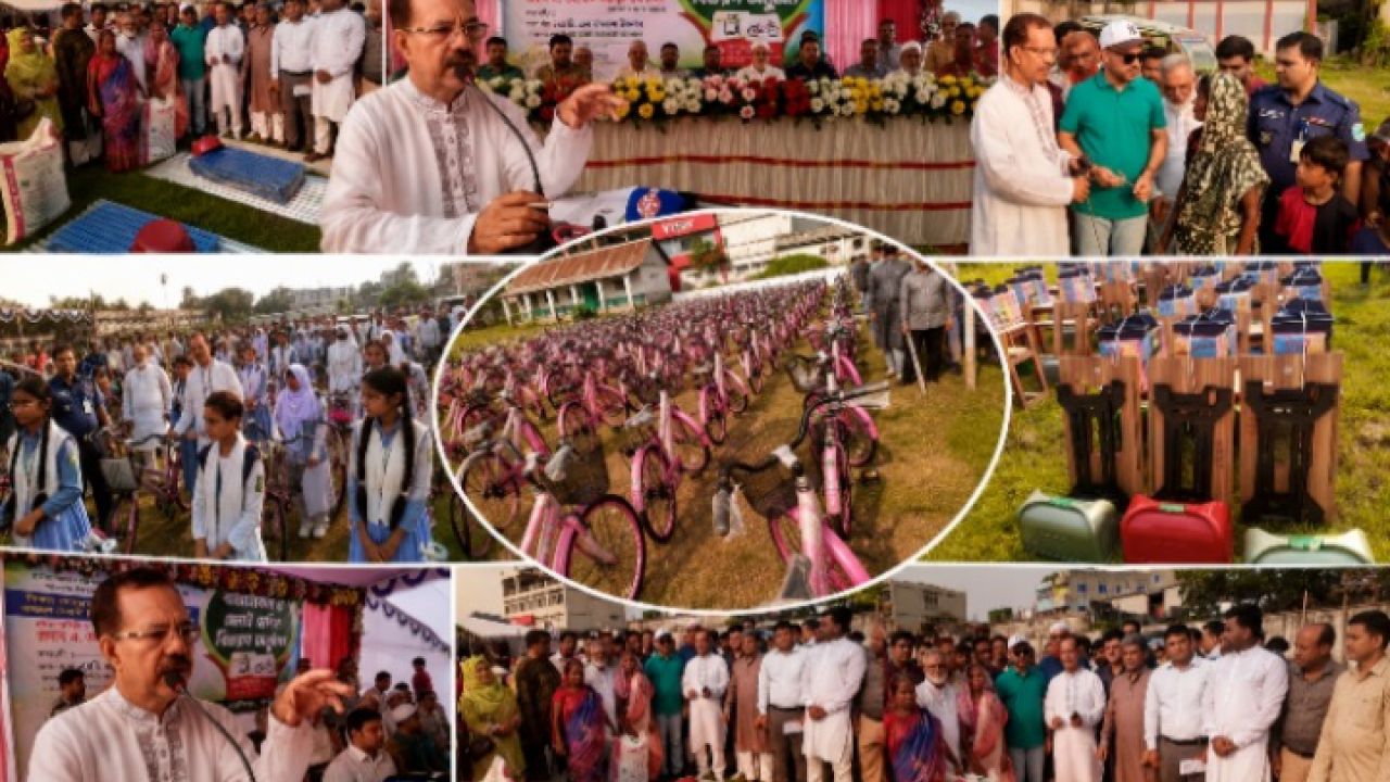 কালীগঞ্জে বিভিন্ন উন্নয়ন কর্মসূচির আওতায় উপকারভোগীদের মাঝে শিক্ষা উপকরণ, সেলাই মেশিন, বাইসাইকেল ও প্রাণিসম্পদ সহায়তা বিতরন করা হয়।