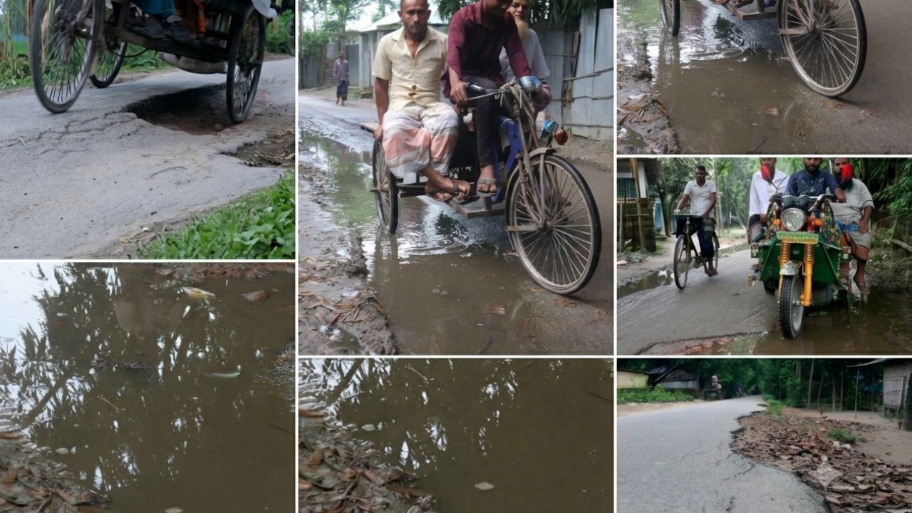 সংস্কারের অভাবে বেহাল খানসামা-নীলফামারী সড়ক, ঝুঁকিতে যাত্রীরা